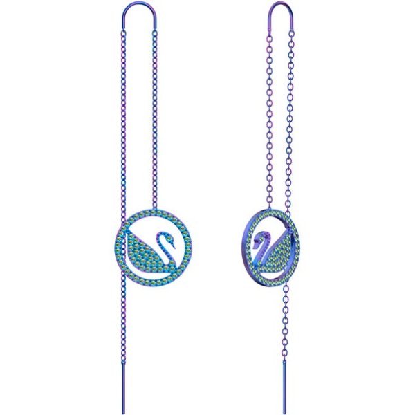 Pop Swan Pierced earrings, Purple, Lilac PVD coating by SWAROVSKI
