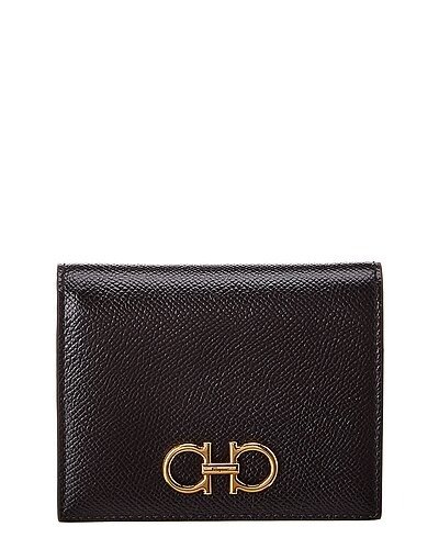 Ferragamo Gancini Leather Compact French Wallet / Gilt