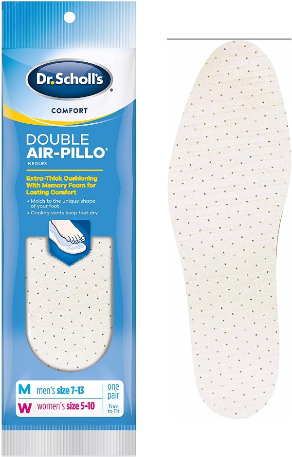 DOUBLE AIR-PILLO Insoles // Cushioning Molds to Your Foot and Absorbs Shock for All-Day Comfort (One Size fits Men's 7-13 & Women's 5-10)