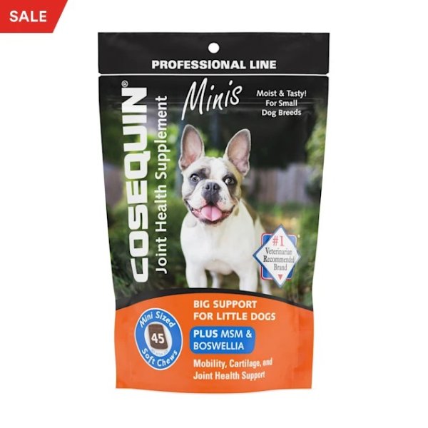 NUTRAMAX COSEQUIN Minis Plus MSM & Boswellia Dog Joint Health Supplement for Dogs, 0.22 lb., Count of 45 | Petco
