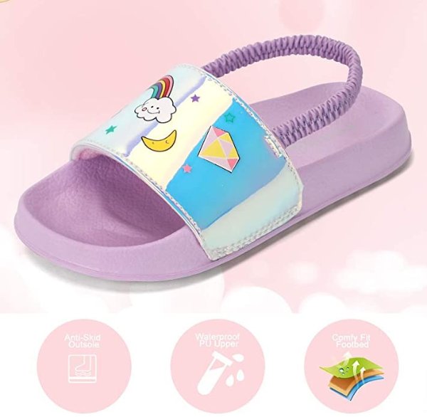 Toddler Boys & Girls Beach/Pool Slides Sandals | Kids Water Shoes