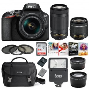 Nikon D3500 DSLR Camera with 18-55 and 70-300mm Lenses and 64GB Accessory Bundle