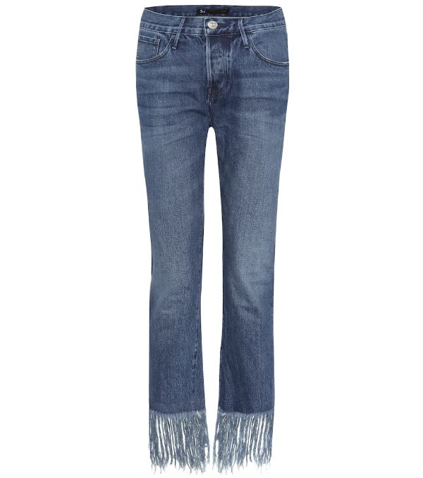 Straight Crop Fringe jeans