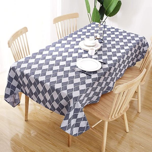 Decorative Jacquard Tablecloth Spillproof and Waterproof Table Cloth for Living Room 60 x 120 Inch Navy Blue
