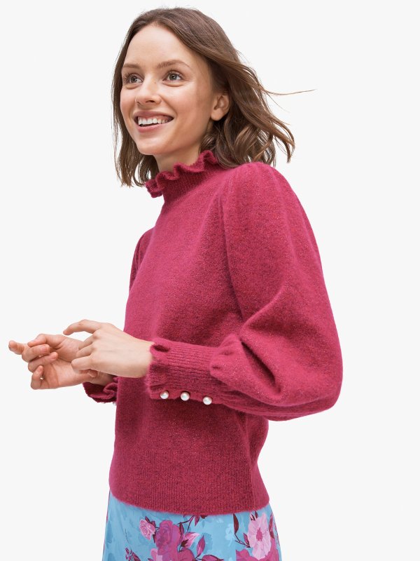 pearl-button cuff sweater
