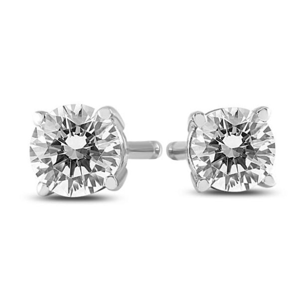 1/4 Carat TW Round Diamond Solitaire Stud Earrings In 14k White Gold