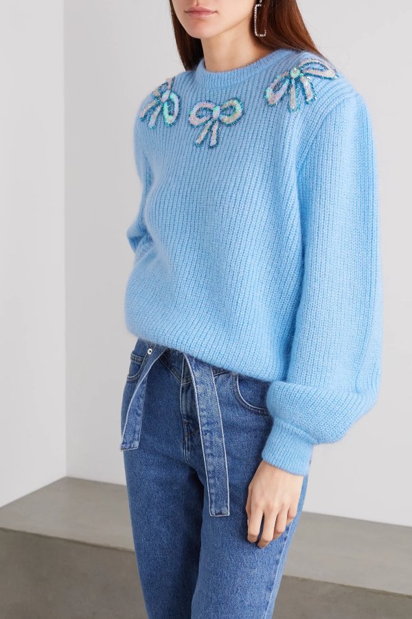 Sequin-embellished mohair-blend sweater