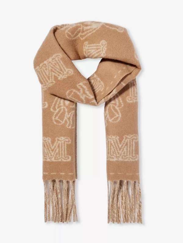 Wsanima monogram-pattern cashmere scarf