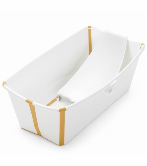 Flexi Bath Heat Sensitive Tub + Newborn Support - White/Yellow