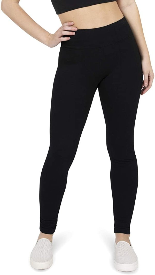 Women's Brushed Terry Cotton Legging with Wide Comfort Waistband