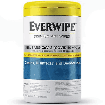 Everwipe Disinfecting Wipes, Lemon Scent, 1 Canister/75 wipes