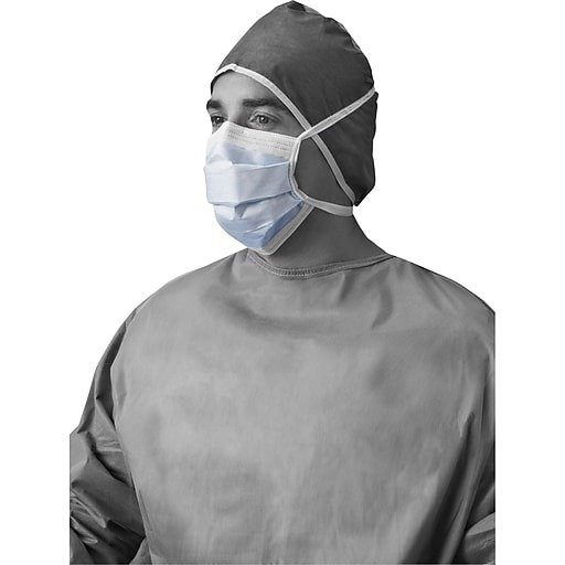 Shop Staples for X-Tra® Surgical Face Masks with Ties, Blue, 300/Pack