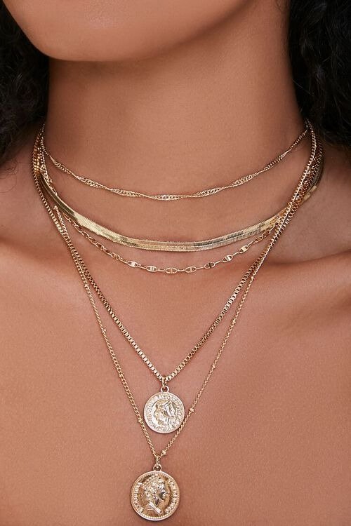 Ancient Coin Pendant Layered Necklace