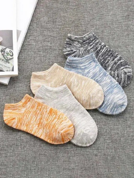 5 Pairs Space Dye Cotton Ankle Socks MULTI-M
