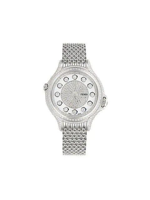 38MM Stainless Steel & 5.28TCW Diamond Bracelet Watch