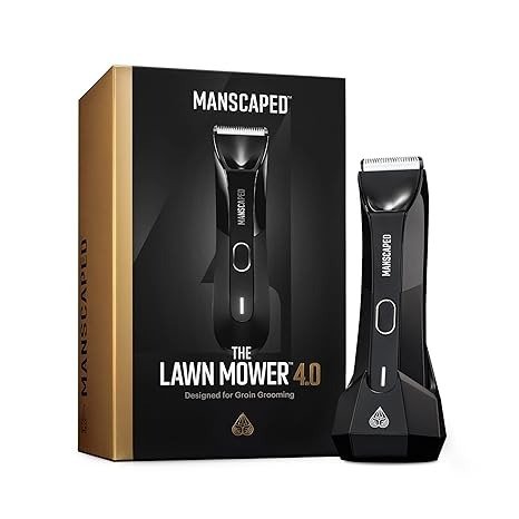 MANSCAPED The Lawn Mower® 4.0, Electric Groin Hair Trimmer, Replaceable SkinSafe™ Ceramic Blade Heads, Waterproof Wet/Dry Clippers, Rechargeable, Wireless Charging, Male Hygiene Grooming Razor