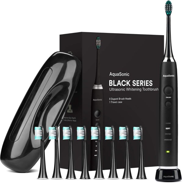 Aquasonic Black系列 美白电动牙刷套装 含8个替换刷头