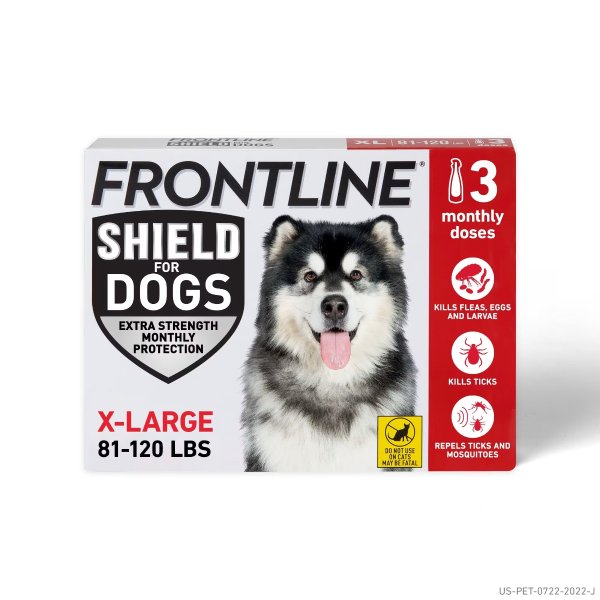 Shield Flea & Tick Treatment for X-Large Dogs 81-120 lbs., Count of 6