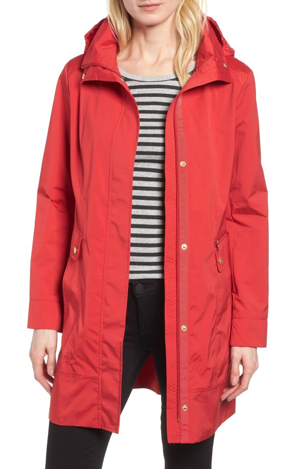 Back Bow Packable Hooded Raincoat