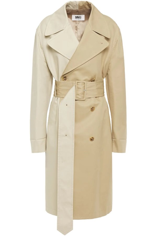 Two-tone cotton-gabardine trench coat