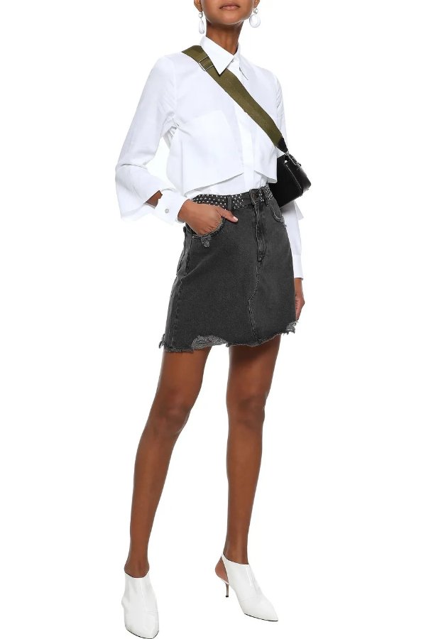 Georgia studded distressed denim mini skirt