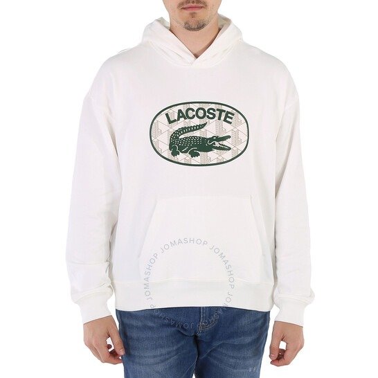 Men's Crocodile Branded Monogram Hooded Loose Fit Sweatshirt