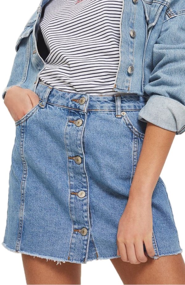 Button Denim Miniskirt
