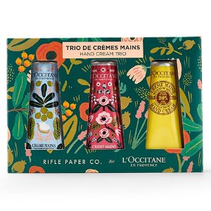 L'Occitane x Rifle Paper Co. limited edition Shea Butter Hand Creams Trio