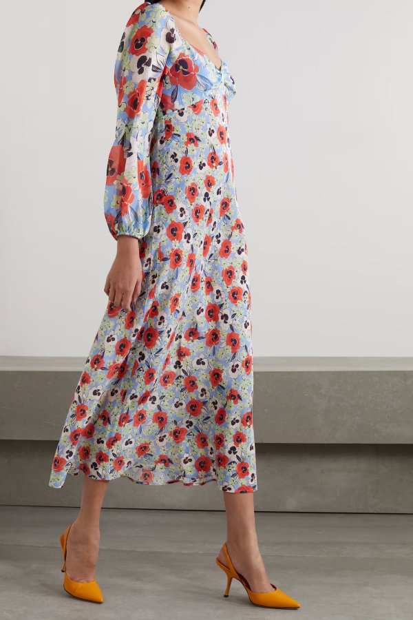 Gio floral-print silk-chiffon midi dress