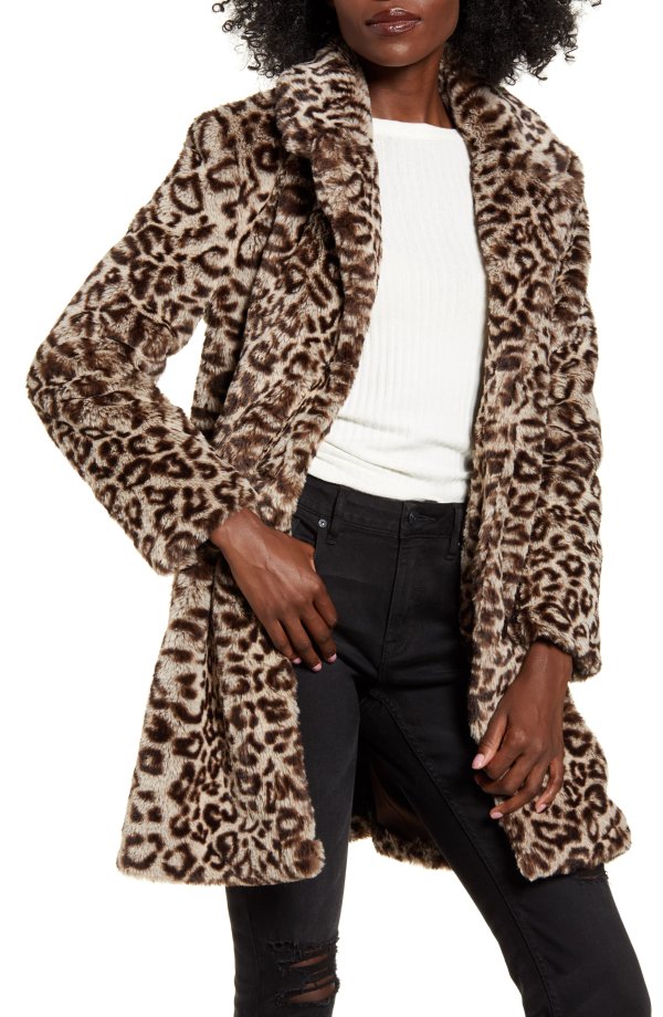 Leopard Faux 外套