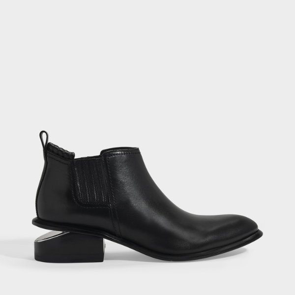 Mid-Heeled Kori Ankle Boots in Black Calfskin