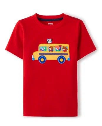 Boys Short Sleeve Embroidered School Bus Top - Future Artist | Gymboree - BIG RED