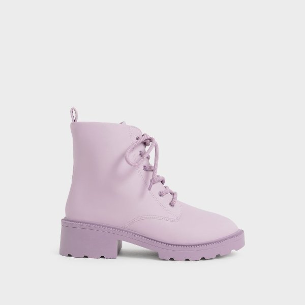 Lilac Girls' Lace-Up Chunky Ankle Boots | CHARLES & KEITH