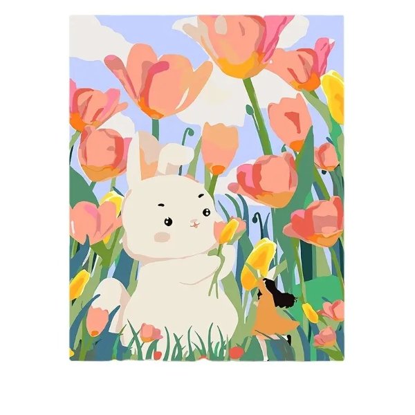 Wall Art Modern Paintings Oil Handmade Home Decor Living Room Paint Kits Wooden Picture Cartoon Rabbit Painting By Number No Frame - Arts, Crafts & Sewing - Temu