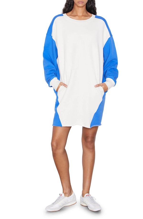 Oversize Colorblock Long Sleeve Sweatshirt Dress