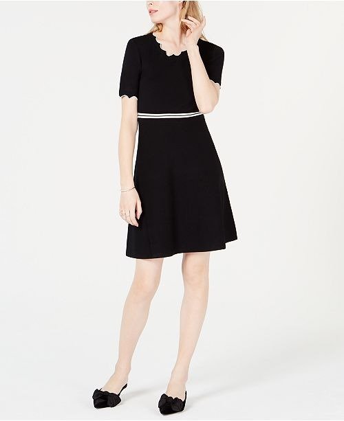 Scalloped-Trim Sweater Dress, Created for Macy's & Reviews - Dresses - Women - Macy's
