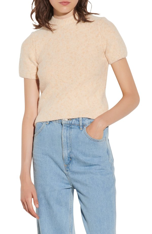 Cotton & Alpaca Blend Short Sleeve Sweater