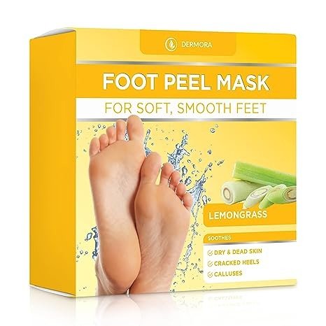 Foot Peel Mask - 2 Pack of Regular Size Skin Exfoliating Foot Masks for Dry, Cracked Feet, Callus, Dead Skin Remover - Feet Peeling Mask for baby soft feet, Lemon Scent