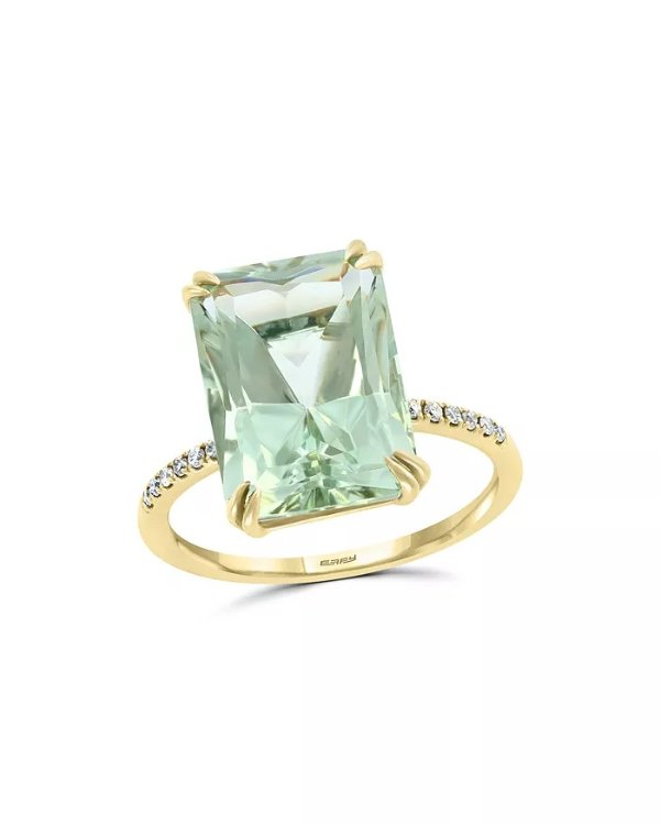 Prasiolite & Diamond Ring in 14K Yellow Gold - 100% Exclusive