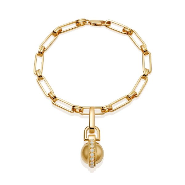 Pave Sphere Pendant Aegis Chain Bracelet