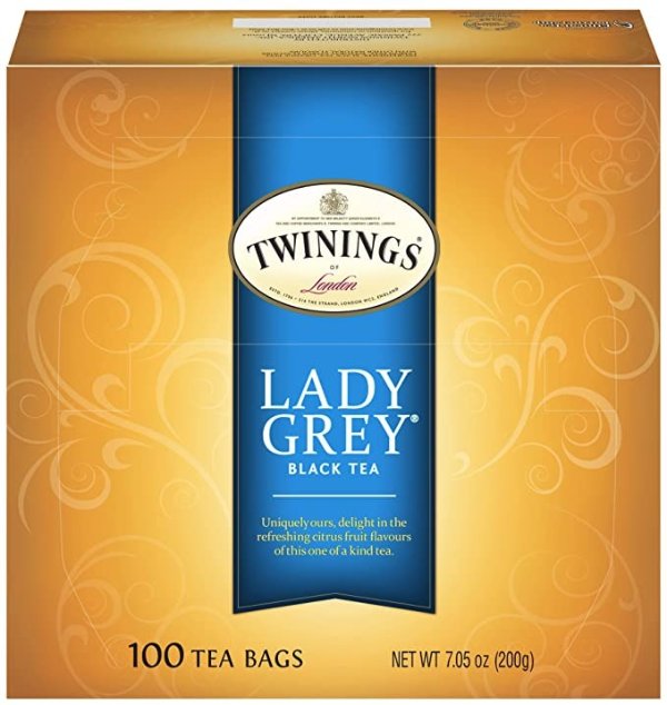 Lady Grey Black Tea, 100 Individually Wrapped Tea Bags, Orange Peel & Lemon Peel, Fresh & Uplifting Caffeinated