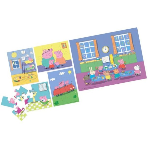 Peppa Pig, 5 Wood Puzzles Jigsaw Bundle with Tray, for Kids Ages 4 and up