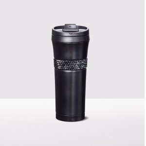Stainless Steel Tumbler adorned with Swarovski crystals - Black
