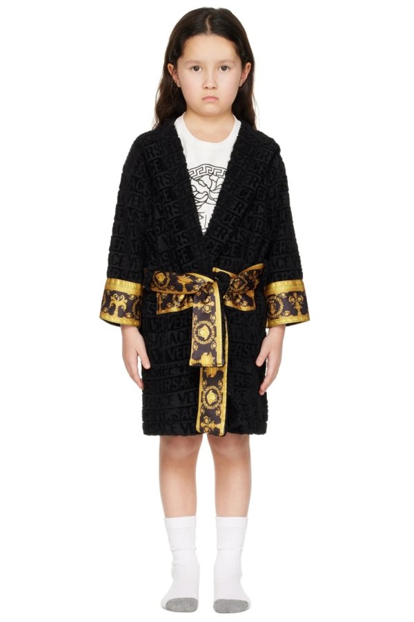 Kids Black 'I Heart Baroque' Robe
