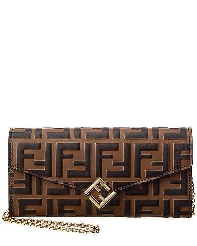 FF Diamonds Leather Wallet On Chain / Gilt