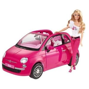 Barbie芭比娃娃粉嫩菲亚特小车