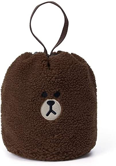 BROWN Character Soft Boucle Stuffed Animal Bucket Tote Hand Bag for Women and Girls, Brown