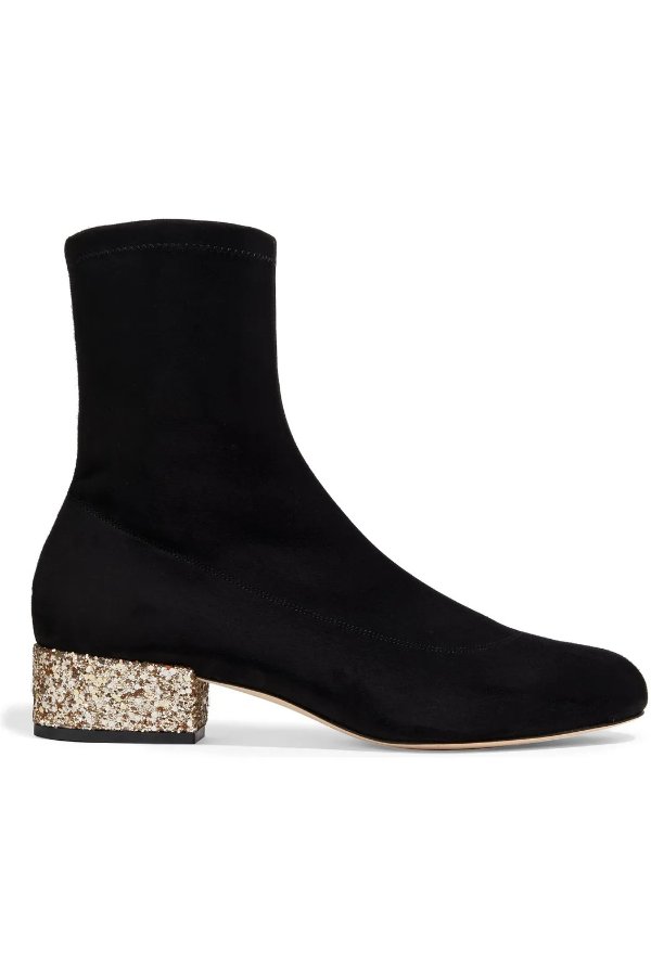Maisie 35 embellished stretch-suede sock boots