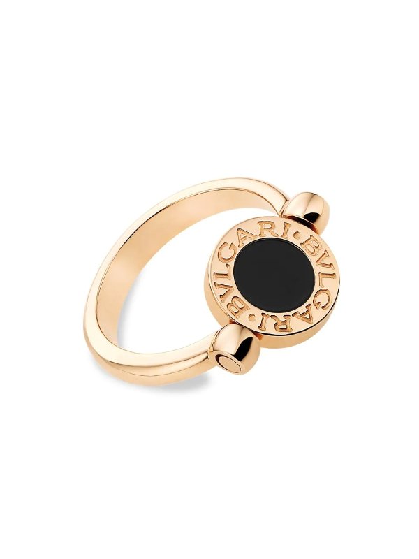 Classic 18K Rose Gold, Onyx & Mother-of-Pearl Flip Ring