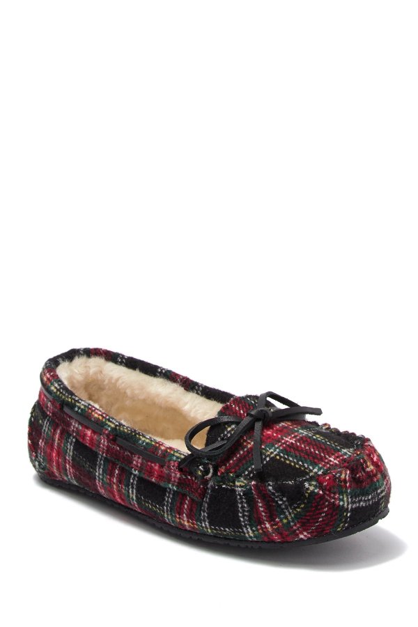 Holiday Trapper Plaid Print Faux Fur Lined Slipper